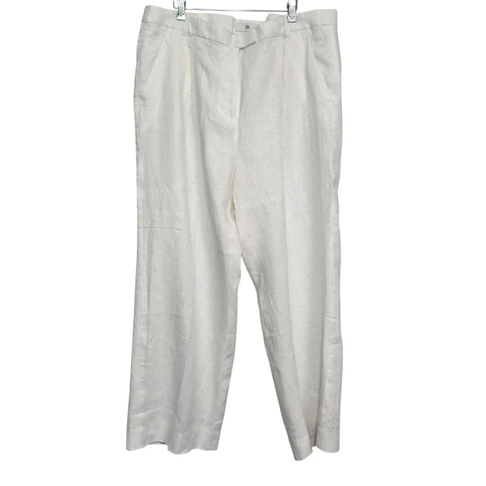 Banana Republic NWT Womens White European Flax Linen Wide Leg Pants Size 20